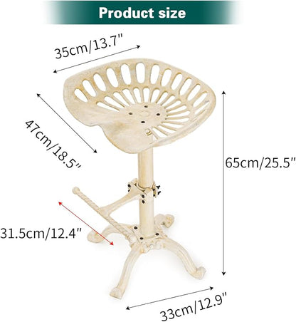 Sungmor Rustic Industrial Bar Stool, Cast Iron Farmhouse Tractor Seat, 26 to 32 Inch Adjustable Height Swivel Chair, Kitchen Island Counter Metal Stools Outdoor BBQ Stool | Vintage Industrial Barstool with Ergonomic Seat & Footrest for Home Bar Bistro ...