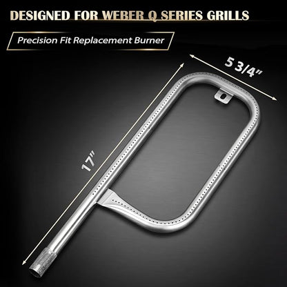 QuliMetal 304 Stainless Steel 60040 Grill Burner Tube for Weber Q1000, Q1200, Q100, Q120, Baby Q, 386001, 386002, 516002, 516001, 50060001, 51060001 Gas Grills, Replacement for 69957/41657, 17 Inch