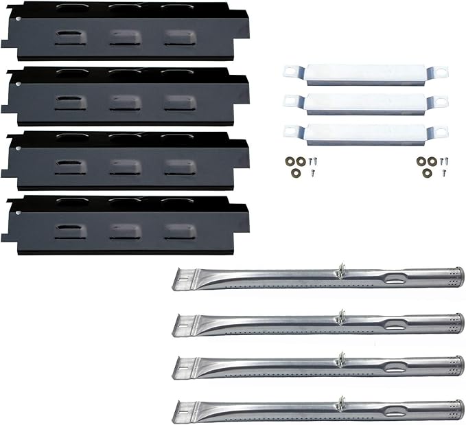 Parts Kit DG259 Replacement for Charbroil Grill 463436213,463436215; Thermos 466360113 Repair Kit (SS Burner + SS Carry-Over Tubes + Porcelain Steel Heat Plate)