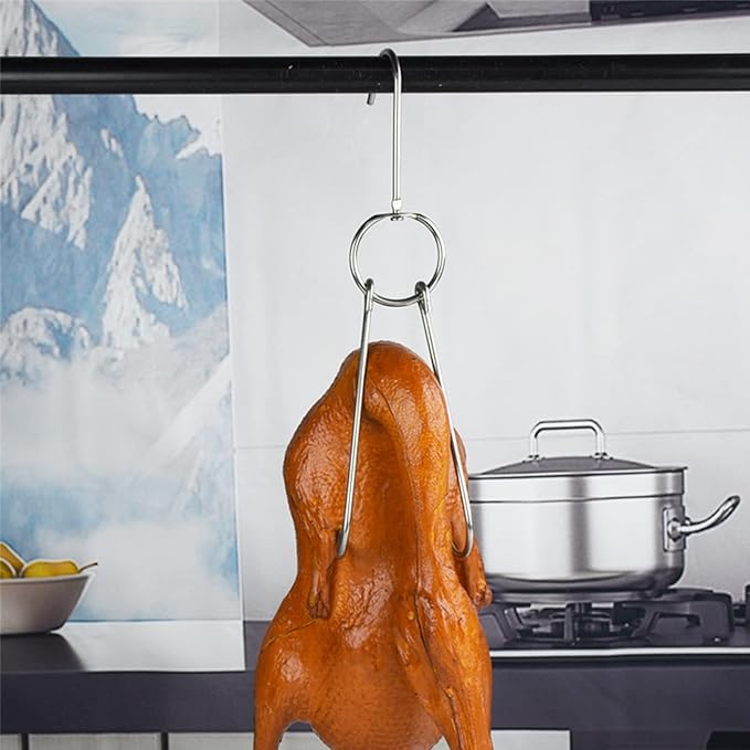 4 Pcs Stainless Steel Meat Hooks with Double Hook Poultry Roast Duck Bacon Hanging Hook Grill Hanger for Drying, Cooking, BBQ, M-11.5 ”,Cooking Utensils, Namely, Grills