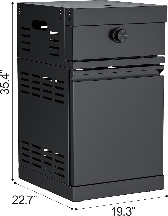 11600 BTU Black Stainless Steel Natural Gas Infrared Side Burner Module for Modular Outdoor Kitchen, Auxiliary Cooktop with Single Door Storage, for Patio Island - NG