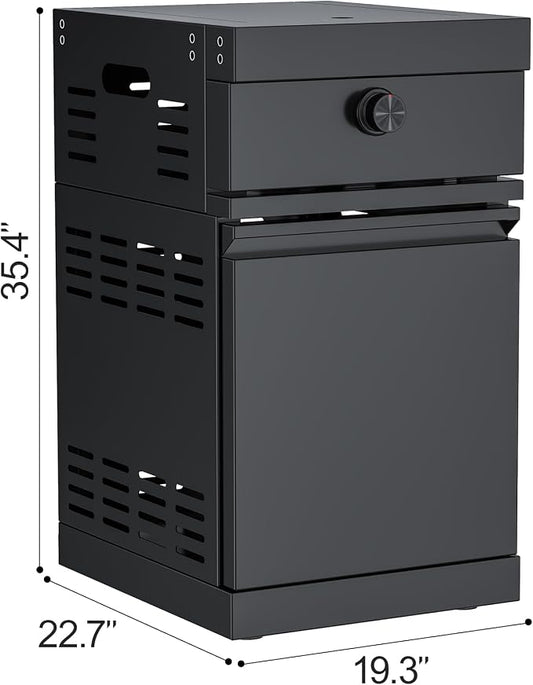 11600 BTU Black Stainless Steel Natural Gas Infrared Side Burner Module for Modular Outdoor Kitchen, Auxiliary Cooktop with Single Door Storage, for Patio Island - NG