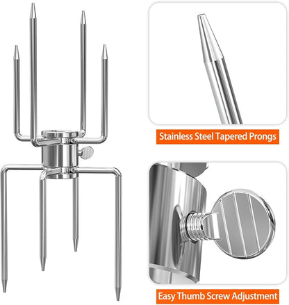 onlyfire Double Sided 4 Pronged Rotisserie Fork for Most Grills, Fits 5/16" Square Rotisserie Spit Rods, 2 PCS