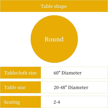 Lamberia 60" Round Patio Tablecloth with Umbrella Hole and Zipper, Waterproof Outdoor Table Cover for Patio, Backyard, BBQ, Picnic & Indoor Dining, Washable Polyester Circular Tablecloth