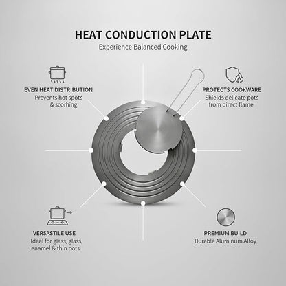 Heat Conduction Plate for Gas Stove, Aluminum Alloy Diffuser for Even Heat Distribution, 10.2 Inch Square Cookware Accessory (1 PC)
