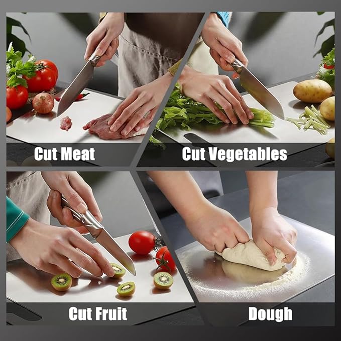 Titanium Cutting Board - Dishwasher Safe, Double Sided Non-Slip Titanium Cutting Boards for Kitchen, Durable & Easy to Clean & Odor Resistant, For Kitchen, Camping, BBQ (Large)