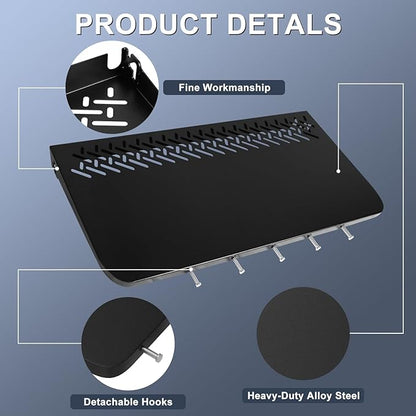 KEESHA Folding Front Table for Weber Searwood 600 Pellet Grill, Replace Weber 3400108, Heavy-Duty Grill Accessories for Food Prep and Storage, 24" x 12.5"