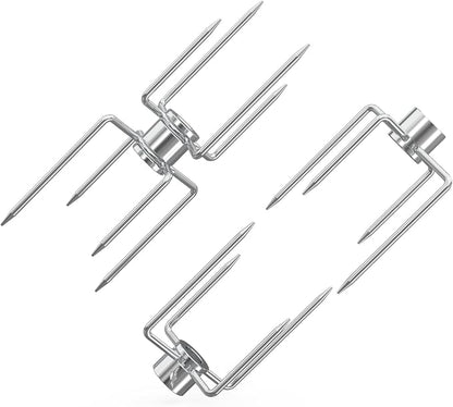 only fire Rotisserie Meat Forks for Most Grills - Include 2pcs 4 Pronged Rotisserie Forks and 1pc Double Sided 4 Pronged Rotisserie Fork