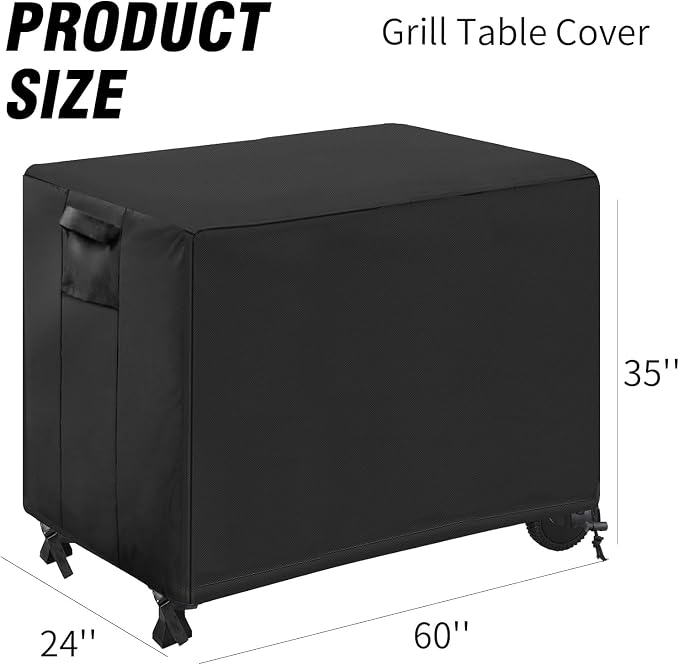 EATAKWARD 60'' X 24'' X 35'' 420D Waterproof Outdoor Prep Table Cover, Oxford fabric BBQ Table Cover, Suitable for Grill Table, Patio Kitchen Prep, Work Table, Workbench, Dining Cart
