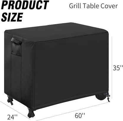 EATAKWARD 60'' X 24'' X 35'' 420D Waterproof Outdoor Prep Table Cover, Oxford fabric BBQ Table Cover, Suitable for Grill Table, Patio Kitchen Prep, Work Table, Workbench, Dining Cart
