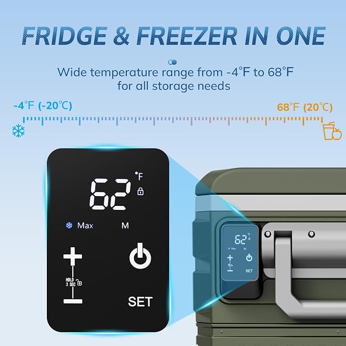 Antarctic Star 12 Volt Refrigerator,68QT(64L)Electric Cooler Compressor, -4℉~68℉ Portable Refrigerator,Car Fridge 12/24V DC 100-240V AC Portable Freezer with Wheels&2 Baskets for Camping,RV,Car,GREEN | 64L Car Fridge Compressor,Plug in Coolers for Vehi...