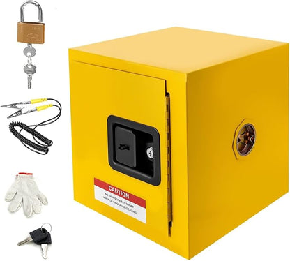 Flammable Safety Storage Cabinet 13"x13"x13" Industry Hazardous Materials | 2 Gal Fire Proof Safe, Double-Wall Cold-Rolled Steel, Dual Manual Locks, OSHA Compliant, For Gasoline Liquid Fuel Chemical