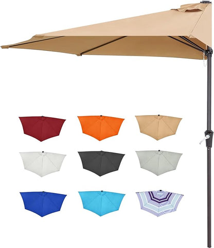 ABCCANOPY Patio Umbrella 10FT - Outdoor Half Umbrellas for Patio, Backyard, Garden, Deck (Tan)