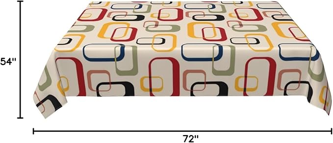 Mid Century Modern Retro Tablecloth for Dining Room Kitchen Birthday Party Decorations, Rectangular 54"x72" Oil-Proof Waterproof Vintage Decorative Table Cover