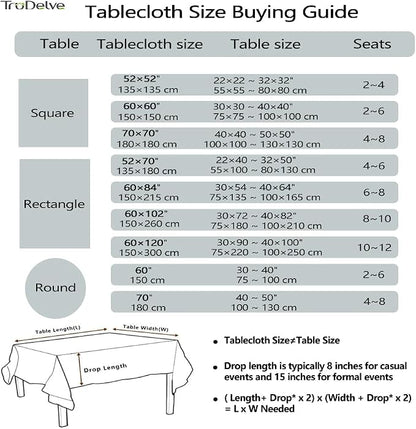 TruDelve Round Tablecloth 60 Inch Blue Fabric Farmhouse Cloth Tablecloths Circle Outdoor Picnic Table Cloth Round Cover (Blue,60",Round)