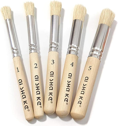 Auhoahsil Stencil Brushes Set, 5 Pcs Natural Bristle Wooden Handle Template Brushes for Wood Wall Model House Painting, Stencil Projects, Card Making, DIY, Crafts and Acrylic Oil Watercolor Painting