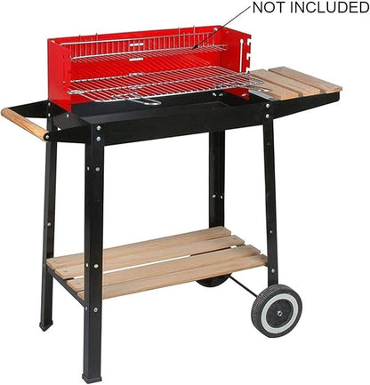 Portable Charcoal Grill for Camping BBQ, Outdoor Barbecue Grill with Steel Wood Construction, Folding Charcoal Grills with Plastic Wheels for Easy Moving,A-1