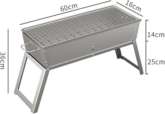 Charcoal BBQ Grill, Foldable Portable Tabletop Barbeque, Barbecue for Camping Hiking Garden Party Festivals Picnic,60x16cm