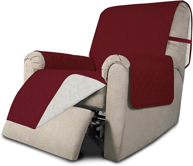 Easy-Going Reversible Couch Cover, Recliner 19 in, Christmas Red/Ivory | Machine Washable Slipcover For Dogs, Water Resistant Furniture Mat For Living Room, Non-Slip Sofa Cover, Pet Friendly