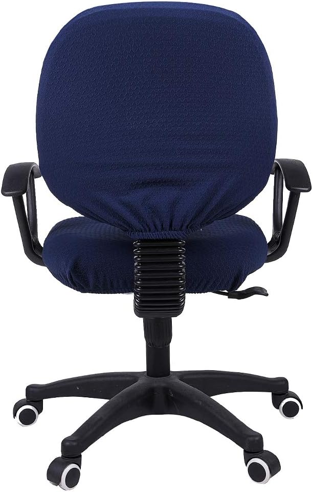 Smiry Office Computer Chair Covers for Desk Rotating Chair Protector | Stretch Jacquard Removable Washable Universal Slipcovers, Seat + Backrest Cover, Navy Blue