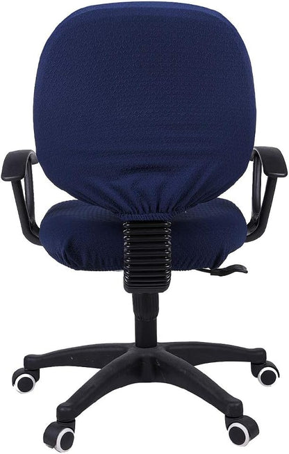 Smiry Office Computer Chair Covers for Desk Rotating Chair Protector | Stretch Jacquard Removable Washable Universal Slipcovers, Seat + Backrest Cover, Navy Blue