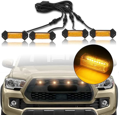 4pcs Grill Lights Amber LED Compatible with 2016-2023 Toyota Tacoma Grille