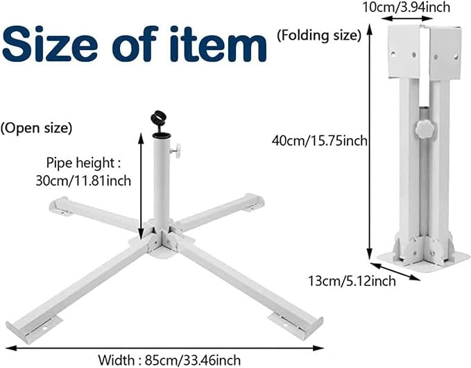 Foldable Portable Beach Umbrella Stand-Portable Patio Umbrella Base Holder,Outdoor Sunshade Anchor Size PLUS Thickened,Rust Free Tempered Iron Umbrella Stand for Courtyard,Swimming Pool,Beach,Grass