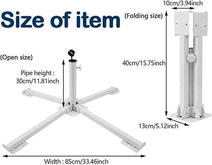 Foldable Portable Beach Umbrella Stand-Portable Patio Umbrella Base Holder,Outdoor Sunshade Anchor Size PLUS Thickened,Rust Free Tempered Iron Umbrella Stand for Courtyard,Swimming Pool,Beach,Grass