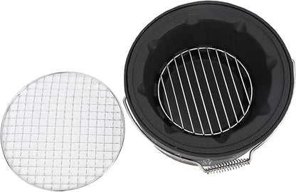 KIMISS Portable BBQ Charcoal Stove, Multifunctional Aluminum & Stainless Steel Grill with Carrying Handle - Ideal for Camping, Tea Making, and Outdoor Barbecue (L)