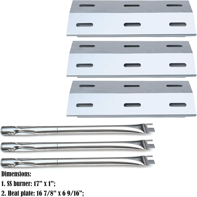 Parts Kit DG103 Replacement for Ducane Gas Barbecue Grill 30400040,3200,3400 Grill Burners & Heat Plates (Stainless Steel Burner + Stainless Steel Heat Plate)