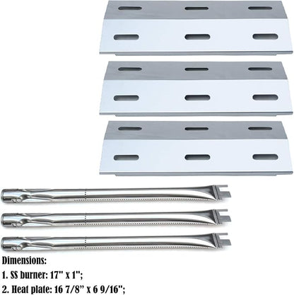 Parts Kit DG103 Replacement for Ducane Gas Barbecue Grill 30400040,3200,3400 Grill Burners & Heat Plates (Stainless Steel Burner + Stainless Steel Heat Plate)