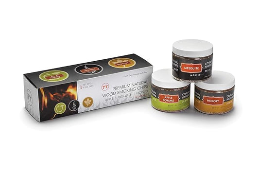 Outset Wood Smoking Chips Gift Set, Apple, Hickory, and Mesquite Chips