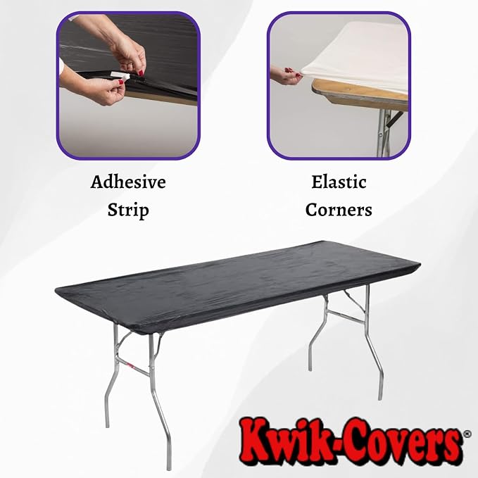 6' Rectangle Plastic Table Covers 30" x 72", Bundle of 5 (Black)