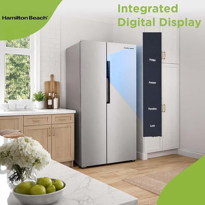 Hamilton Beach HBF1558 15.6 cu ft Counter Depth Full Size Refrigerator, Side Doors, Stainless