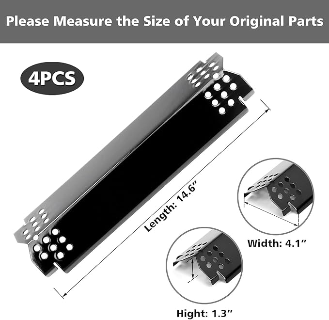 Grill Heat Plates Replacement Parts for Nexgrill, Porcelain Steel Heat Tents for Home Depot Nexgrill 4 Burner Gas Grill, 14.6" Flame Cover Replacement Parts for Nexgrill 720-0830H