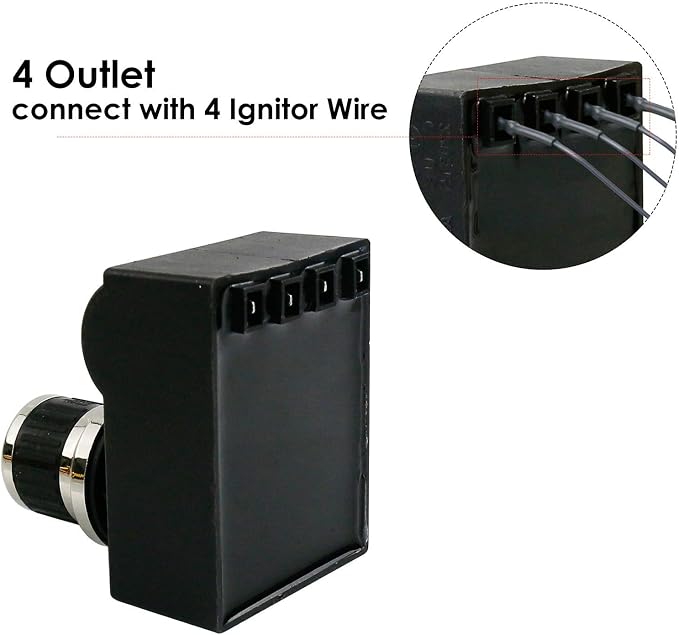 Uniflasy 4-Outlet Push Button Gas Grill Ignitor Kit for Nexgrill 720-0925P | For 720-0882A, 720-0896B/E 4/5/6-burner models; AA battery spark generator with 4 wires, 35.6 in insulated leads; check size