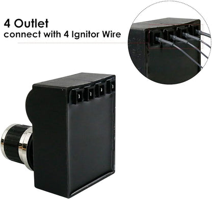 Uniflasy 4-Outlet Push Button Gas Grill Ignitor Kit for Nexgrill 720-0925P | For 720-0882A, 720-0896B/E 4/5/6-burner models; AA battery spark generator with 4 wires, 35.6 in insulated leads; check size