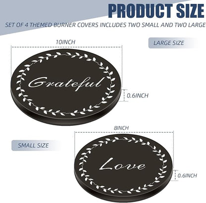 Stylish Burner Covers Set of 4 for Range Accessories, Gratitudes Chalkboard Metal Stove Burner Cover for Expanding Counter Space Stovetop Decor, Burner Covers for Electric Stove