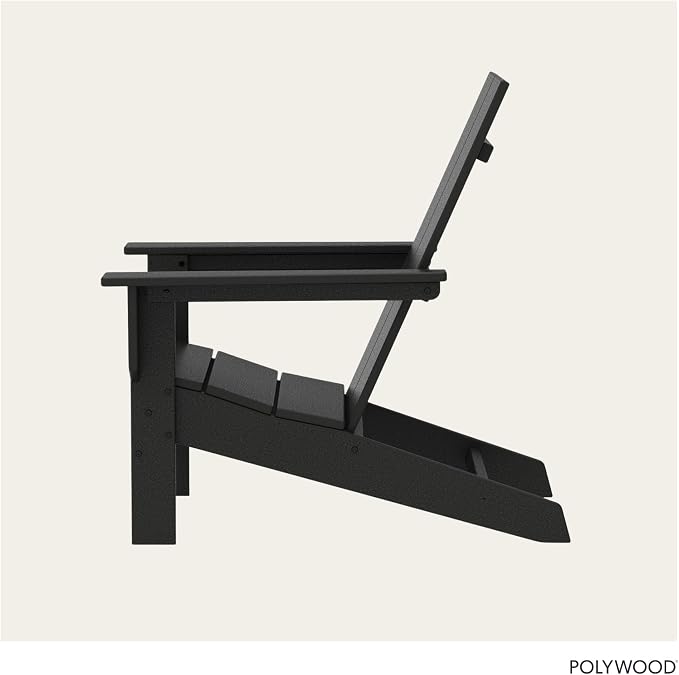 POLYWOOD Contemporary Modern Oversized Adirondack Chair in Black