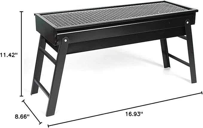 Foldable Charcoal BBQ Grill - Mini Portable Tabletop Barbeque - Great Folding Barbecue for Garden, Party, Festivals, Picnic, Camping, Hiking, Small Fire Pit,43 * 29 * 22cm
