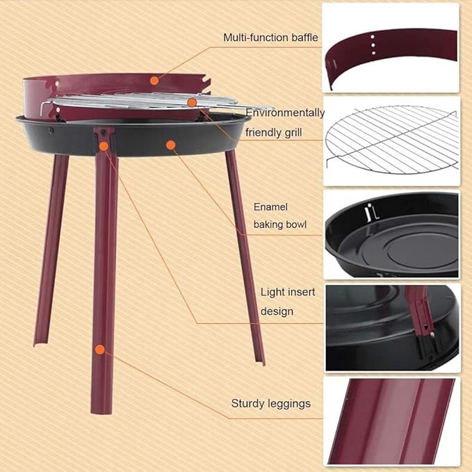 Portable Grills Storage grill Charcoal BBQ Grill Outdoor Drip Tray Catches Grease for Outdoor Cooking Camping Beach Traveling Picnic Backyard Camping BBQ