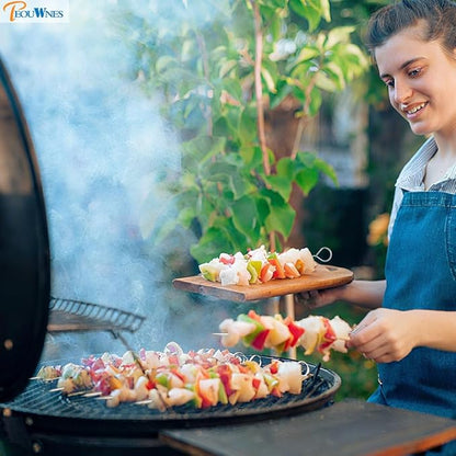 20 PCS 8 Inch Stainless Steel BBQ Kabob Skewers with Storage Box, PEOUWNES Metal Kebob Sticks Reusable Grilling Skewers for Turkey, Shrimp, Chicken, Fruit, Vegetable, Meat, Beef