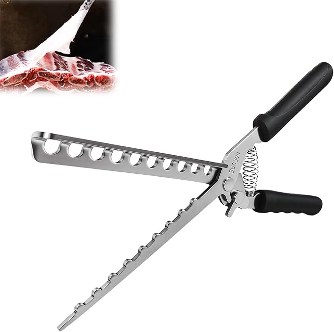 Upgrade Rib Membrane Removal Tool, Stainless Steel Membrane Remover for Ribs, Barbecue Accessories with Arc Clamp & Non-Slip Grip, Ideal Ribs Prep Tool for Home Cooks and Grilling