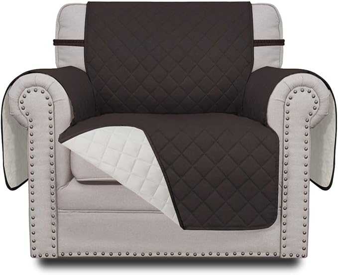Easy-Going Reversible Couch Cover, Small Chair, Chocolate/Ivory | Machine Washable Slipcover For Dogs, Water Resistant Furniture Mat For Living Room, Non-Slip Sofa Cover, Pet Friendly