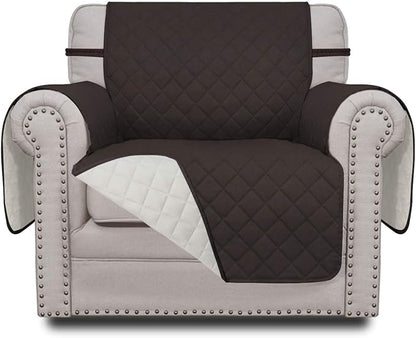 Easy-Going Reversible Couch Cover, Small Chair, Chocolate/Ivory | Machine Washable Slipcover For Dogs, Water Resistant Furniture Mat For Living Room, Non-Slip Sofa Cover, Pet Friendly