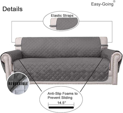 Easy-Going Reversible Couch Cover, Small Chair, Gray/Light Gray | Machine Washable Slipcover For Dogs, Water Resistant Furniture Mat For Living Room, Non-Slip Sofa Cover, Pet Friendly