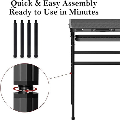 4 Pack Folding Camping Table Legs, 14" Aluminum Alloy Replacement Legs 26" & 30" Camping Tables, Black