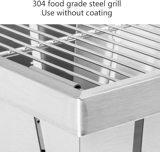 Portable Charcoal Grill BBQ Grill, Stainless Steel Foldable Charcoal Barbecue Smoker BBQ Garden BBQ with Height Adjustable Charcoal Tray, for Maximum Cooking Control,Adjustment