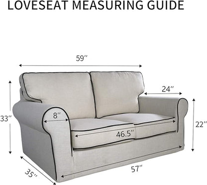 PureFit Reversible Quilted Couch Covers for Dogs Loveseat Sofa Cover 46.5” | Light Gray/Ivory, Water Resistant Couch Protector, Washable Pet Couch Cover with Non Slip and Elastic Straps For Kids