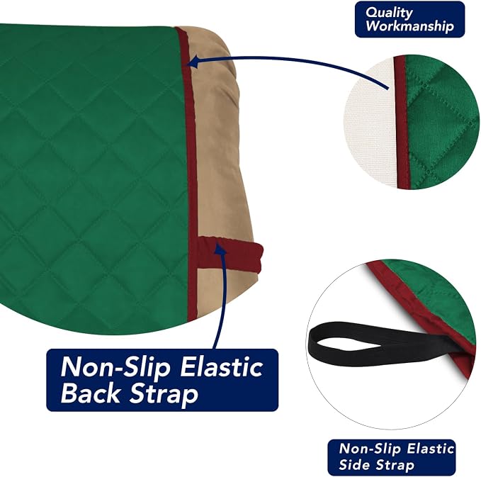 PureFit Reversible Recliner Chair Covers Couch Covers for Dogs, 19 in | Green/Red, Water Resistant Couch Protector, Washable Pet Couch Cover with Non Slip and Elastic Straps For Kids